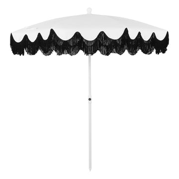 Mariner 6.5 ft. Classic Cottage Fringe Tassel Market Beach Umbrella
